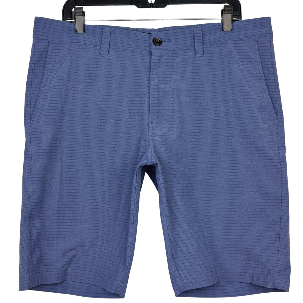 Travis Mathew Kendo Performance Golf Shorts Mens 35 Stretch Wicking Striped Blue